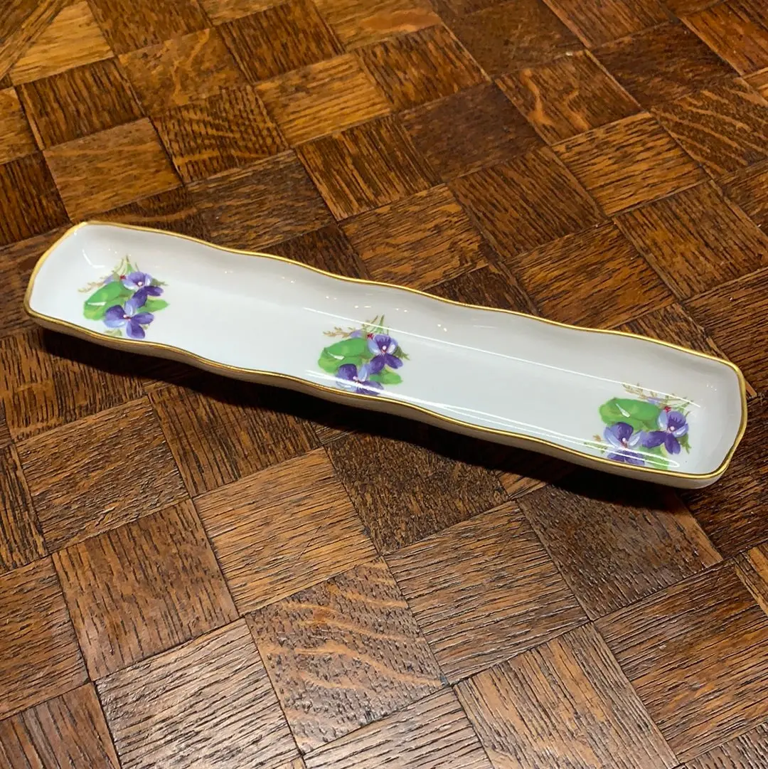 Limoges Long Narrow Floral Hand Paintes Tray 1