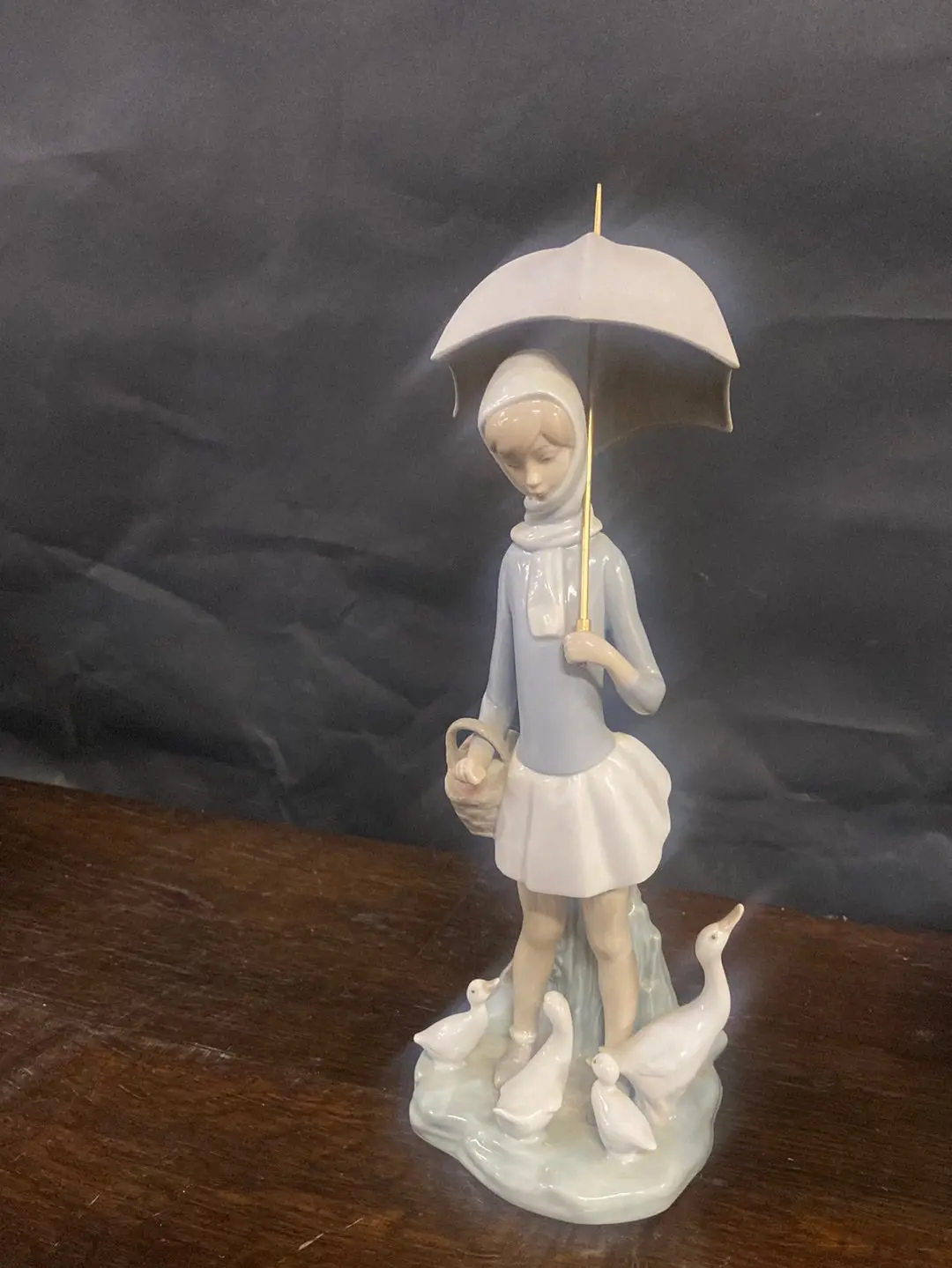 Lladro Girl With Umbrella And Ducks 1