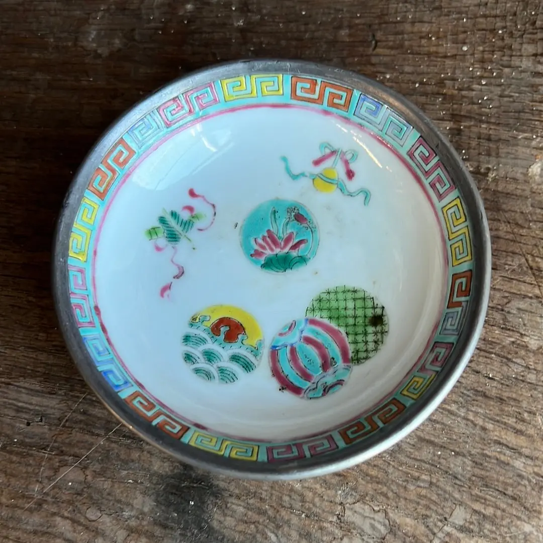 Colorful Enamel On Pewter Small Catch All Dish 1
