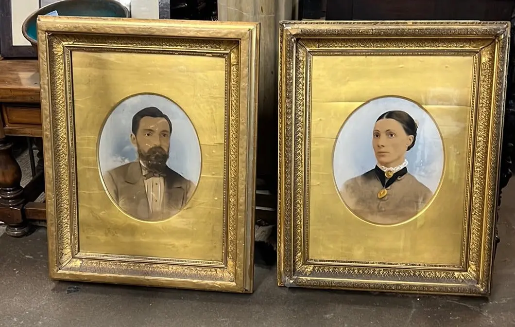 Pair Of 19Th Century Portraits Of Man And Wife 1