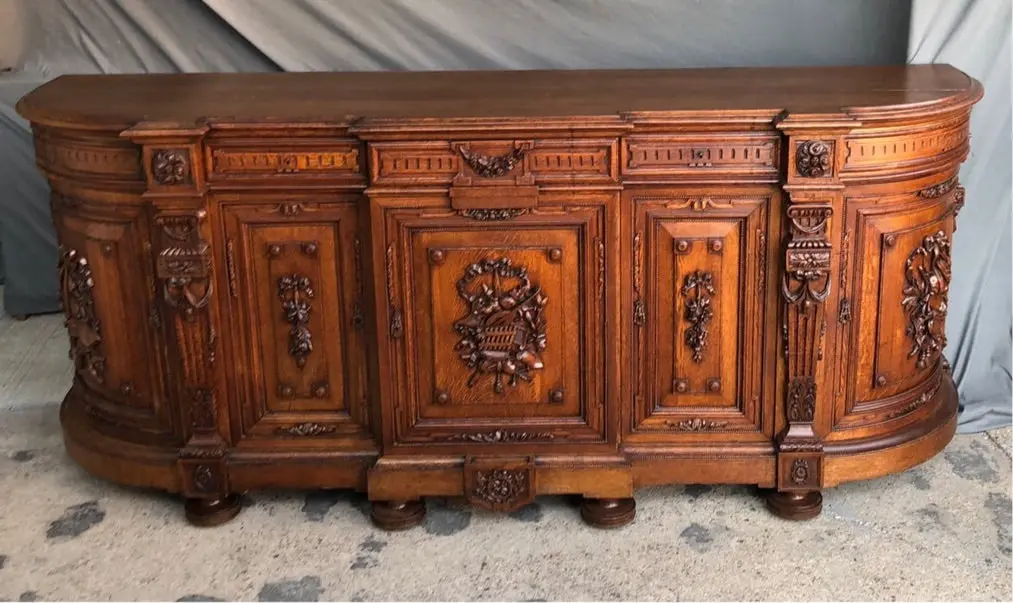 Huge Oak Louis Xvi Curved End Sideboard 1