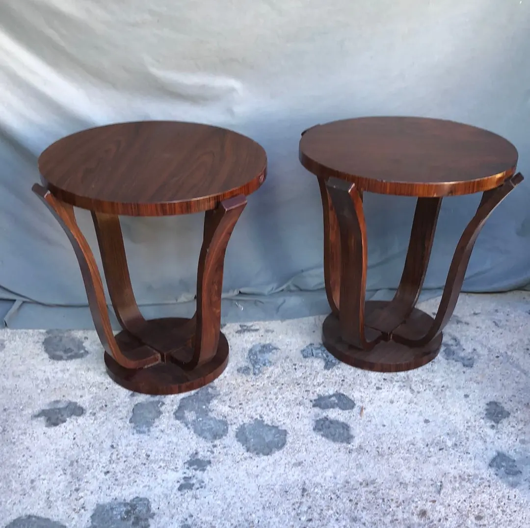 Pair Of Art Deco Mahogany Occasional Table 1