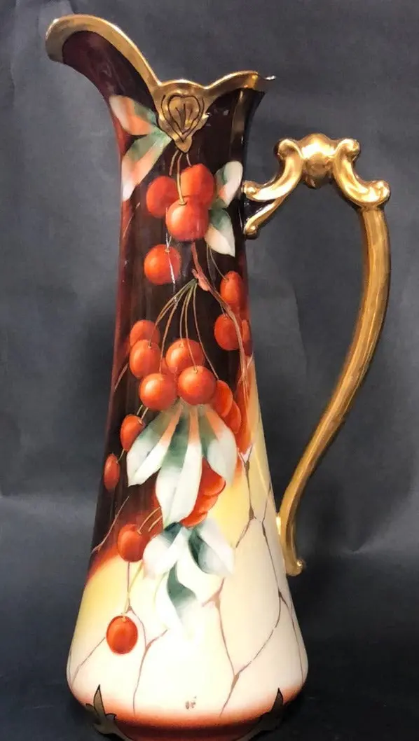 Tall Ewer With Handpainted Berries 1