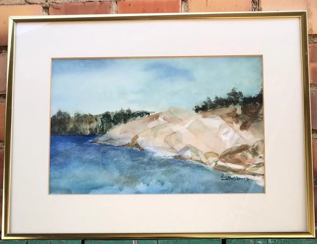 Watercolor Painting Of A Rocky Shore By Betty Young 1