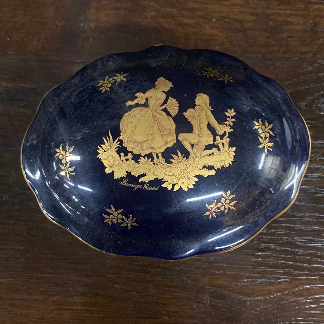 Limoges Blue Oval Porcelain Box 1