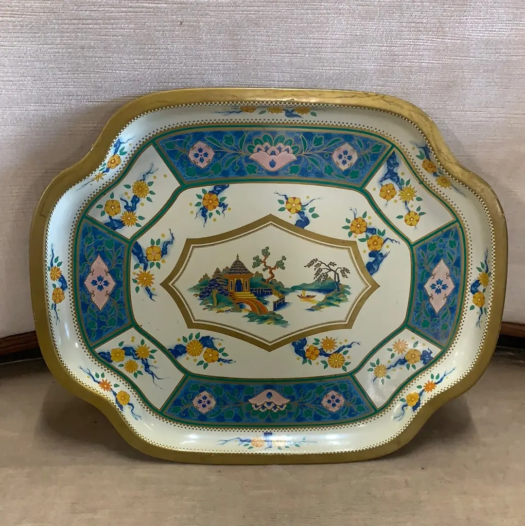 Colorful English Chinoiserie Serving Tray 1