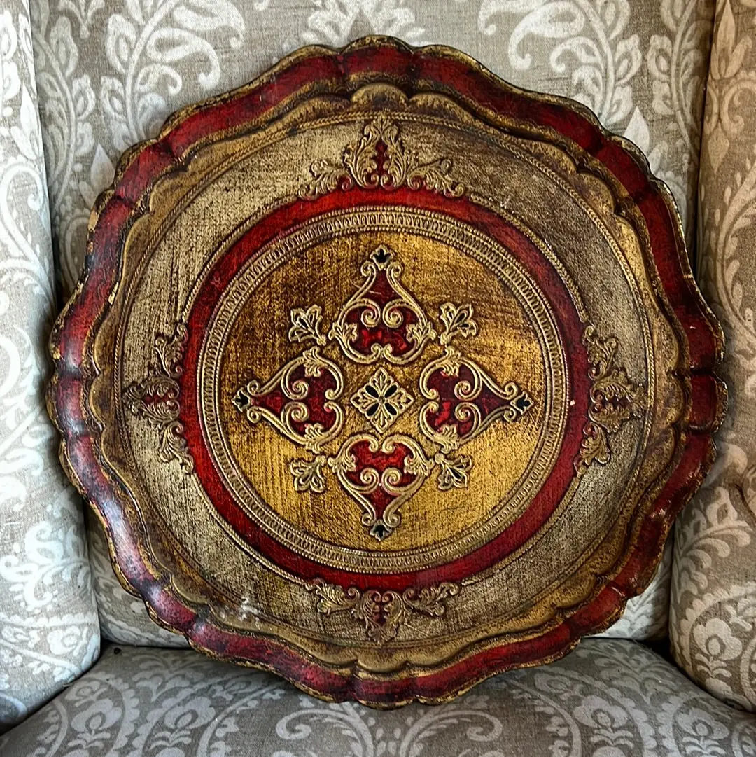 Large Round Florentine Tray 1