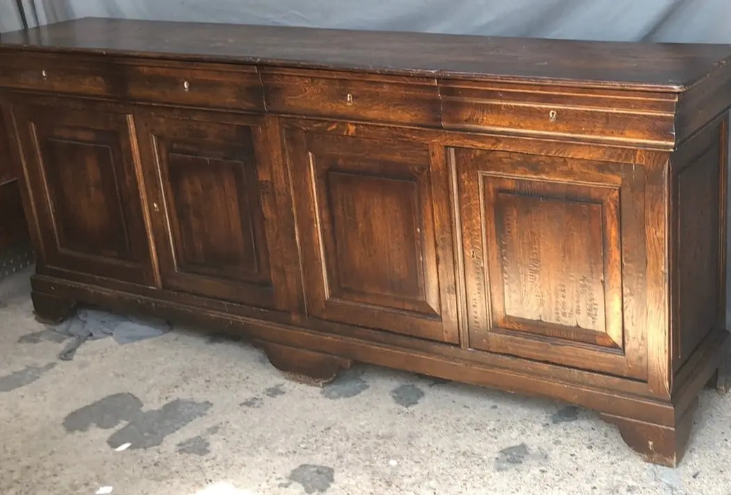 Large Shallow Dark Oak Bracket Foot Sideboard 1
