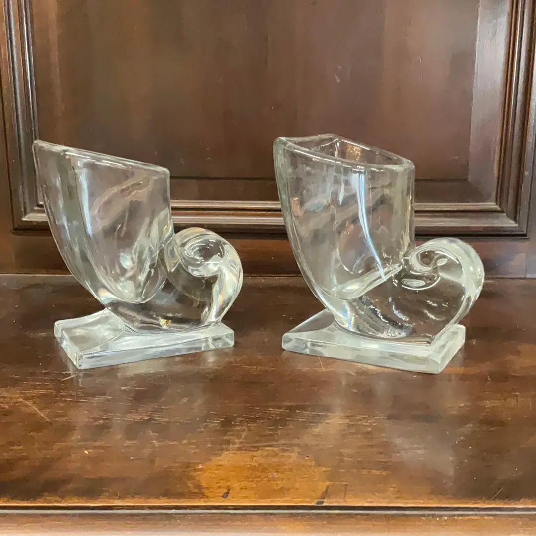 As Found Pair Of Vintage Cornucopea Vases  1 Chip 1