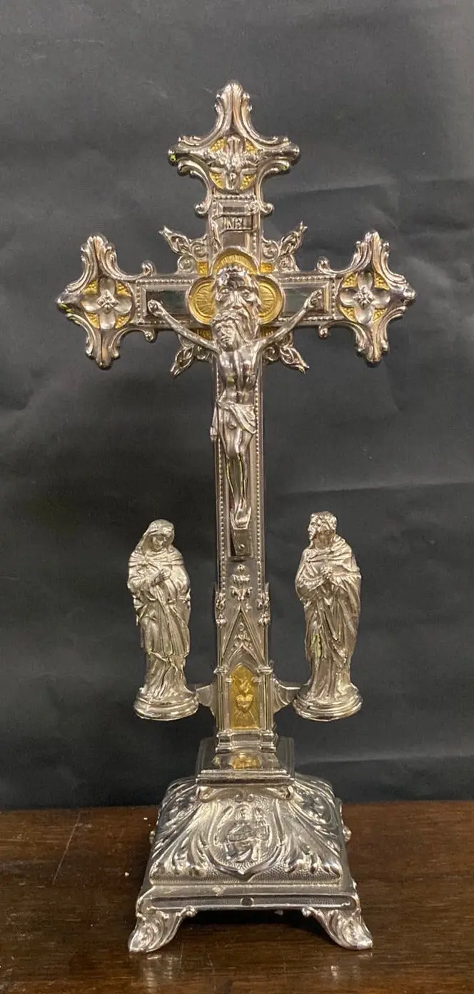 Medium Sized Spelter Standing Crucifix 1