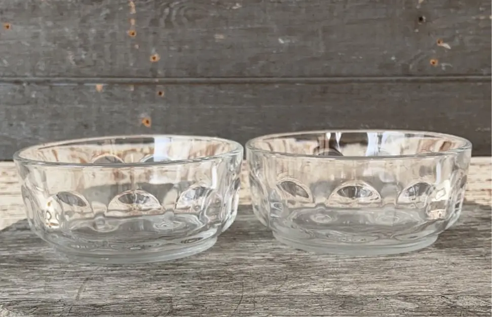 Pair Of Clear Glass French Berry Bowls 1