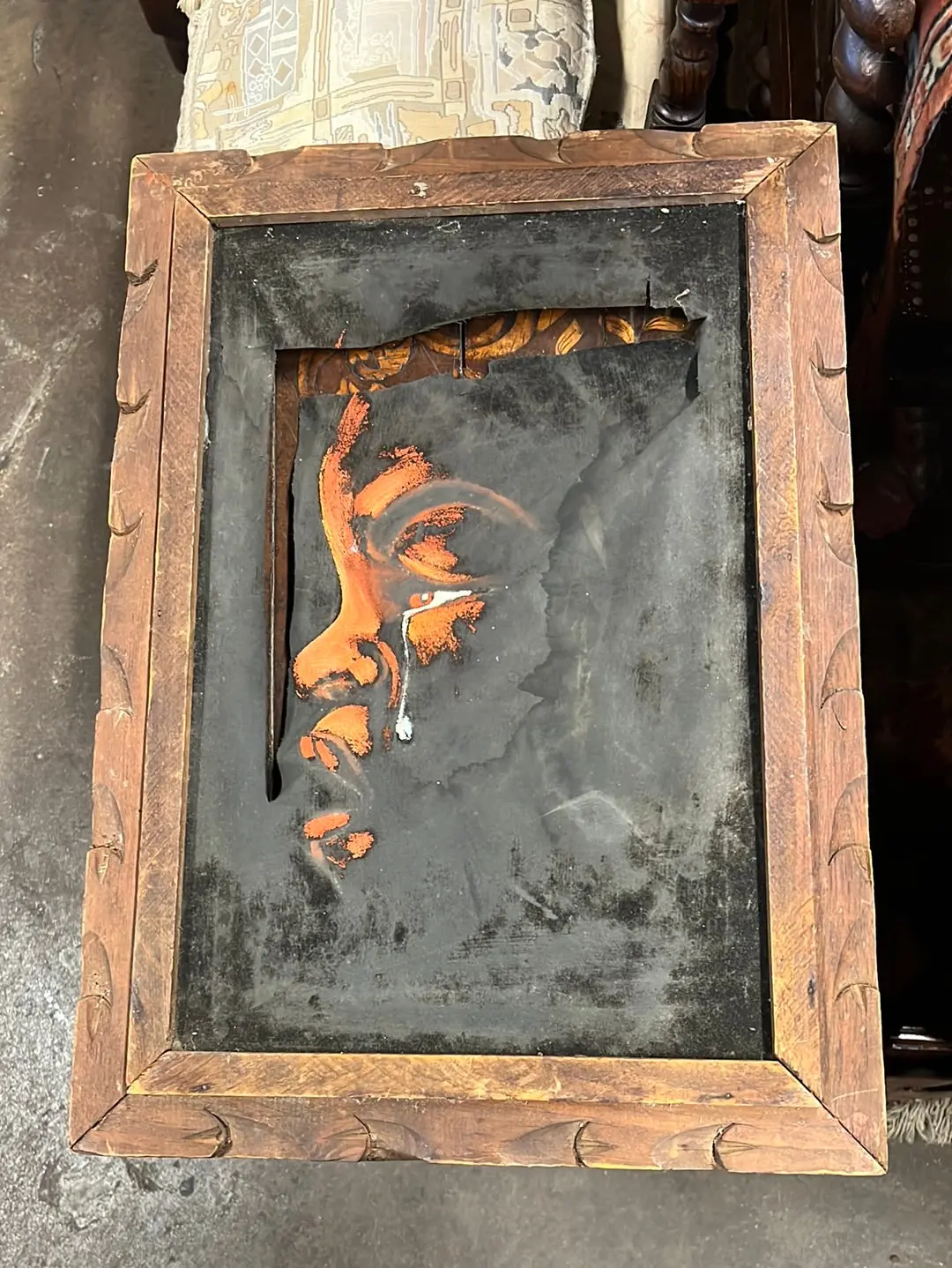 Small Mexican Carved Vintage Pine Frame 1
