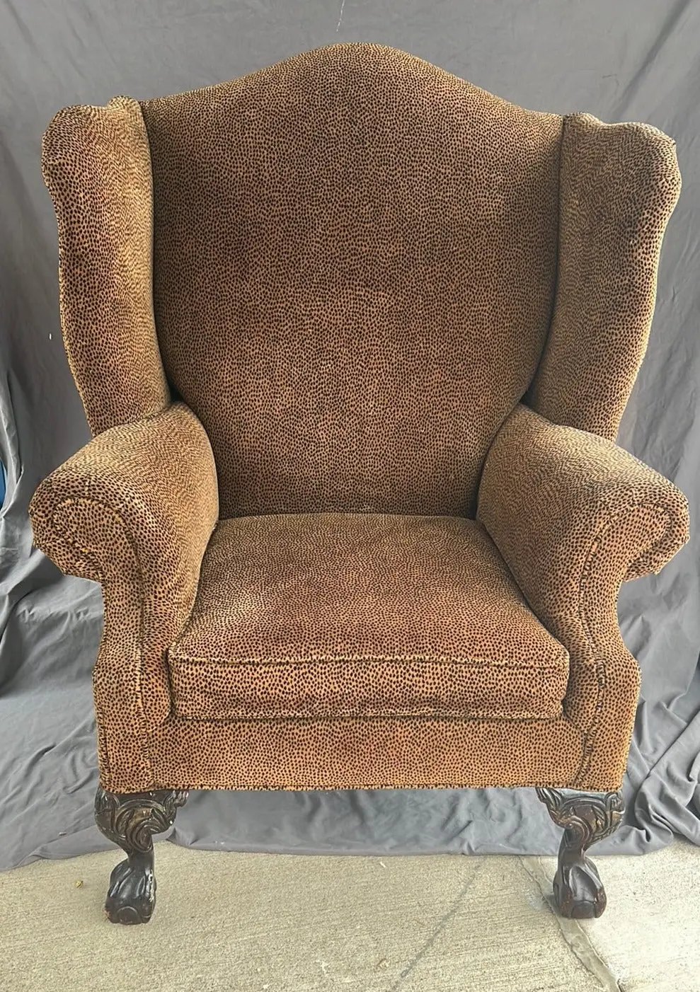 Leopard Fabric Wide Wing Back Chair 1