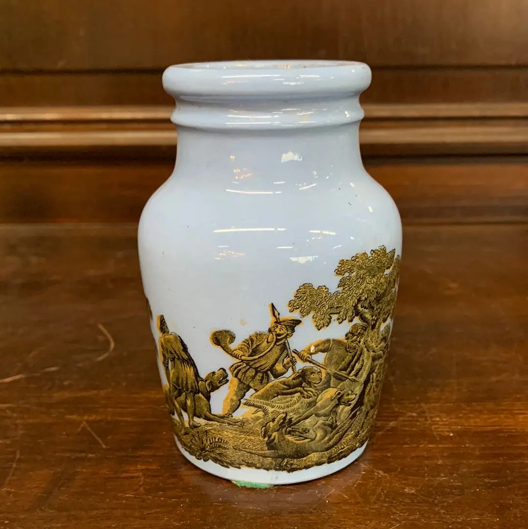 Periwinkle Blue Handpainted Jar With No Lid As Found 1