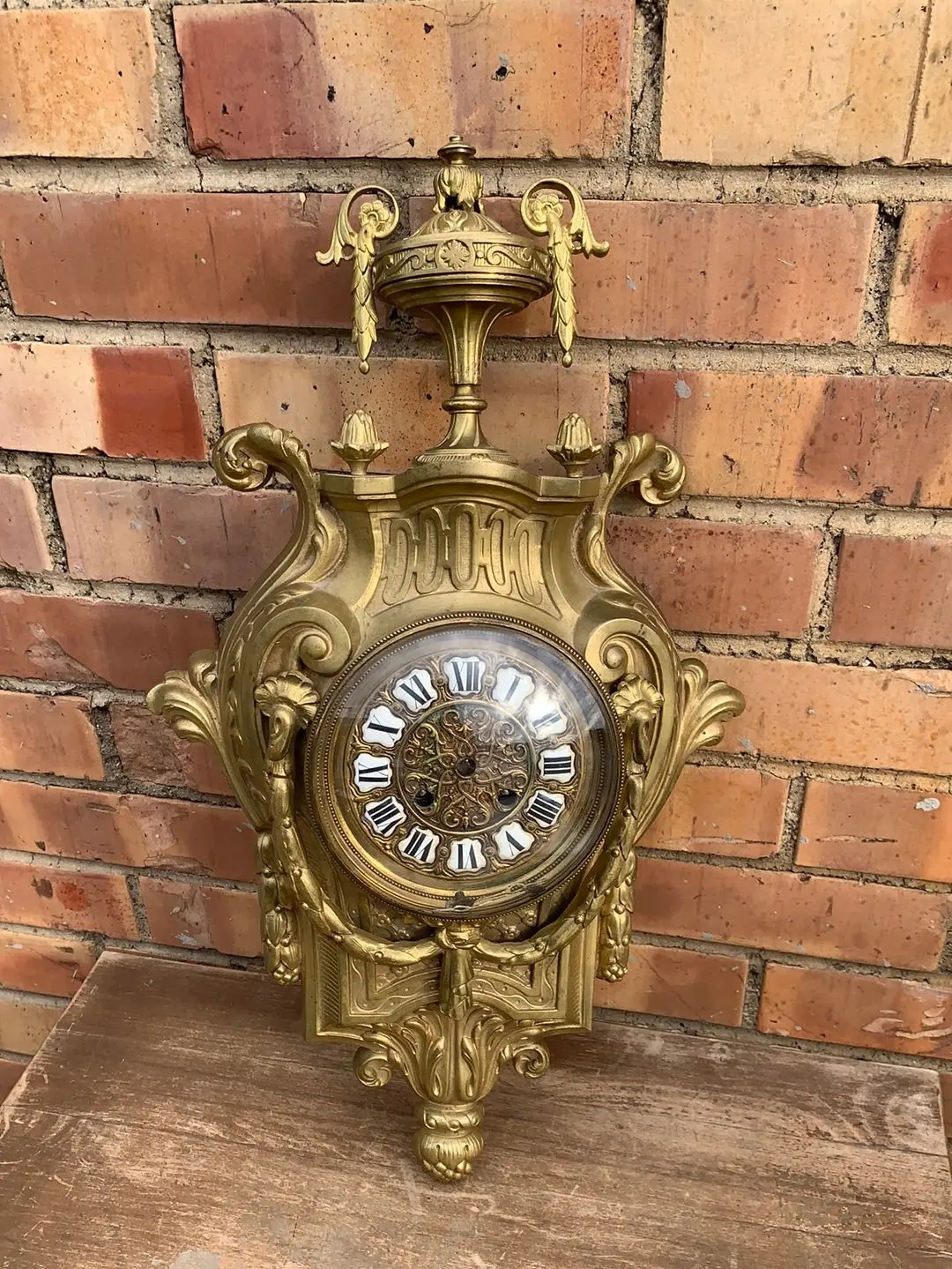 French Bronze Wall Clock - As Is 1