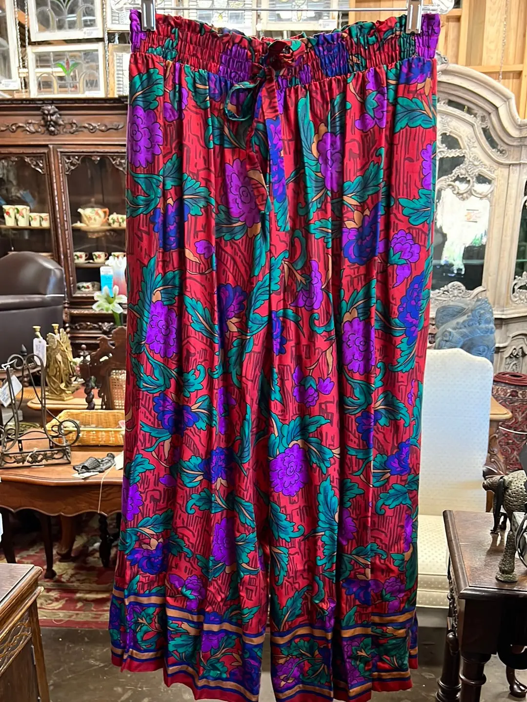 Jewel Toned Floral Wide Leg Pants 1