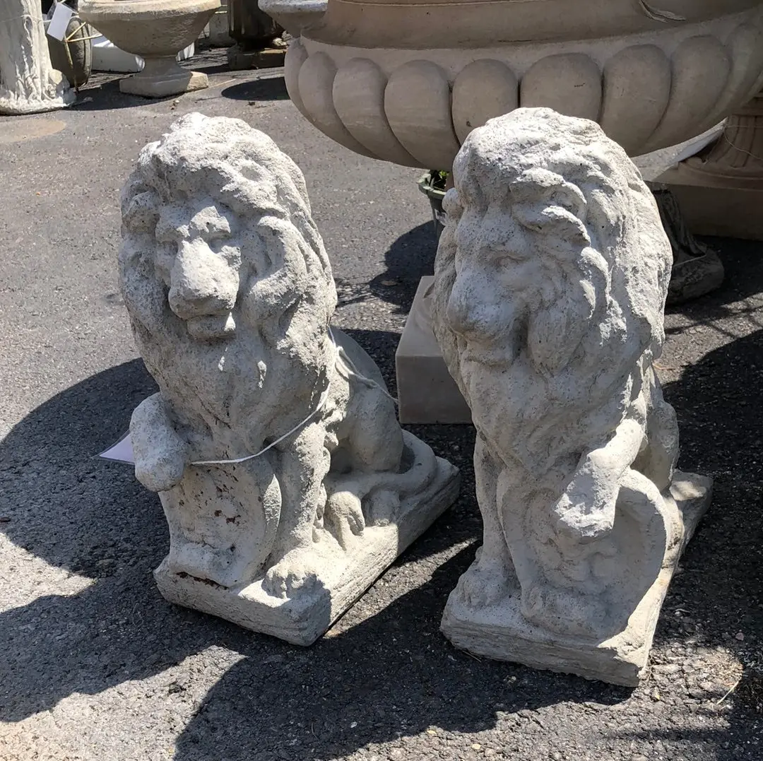 Pair Of Small Concrete Lions 1