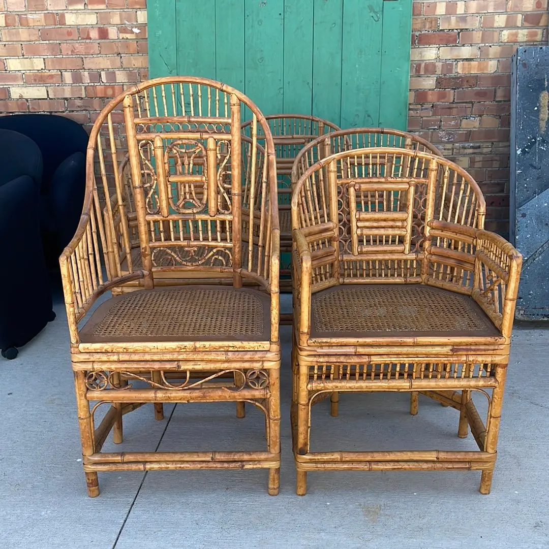 Set Of 5 Bamboo Armchairs 1