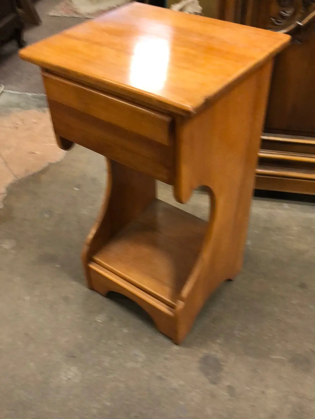 Open Front Vintage Birch Night Stand 1