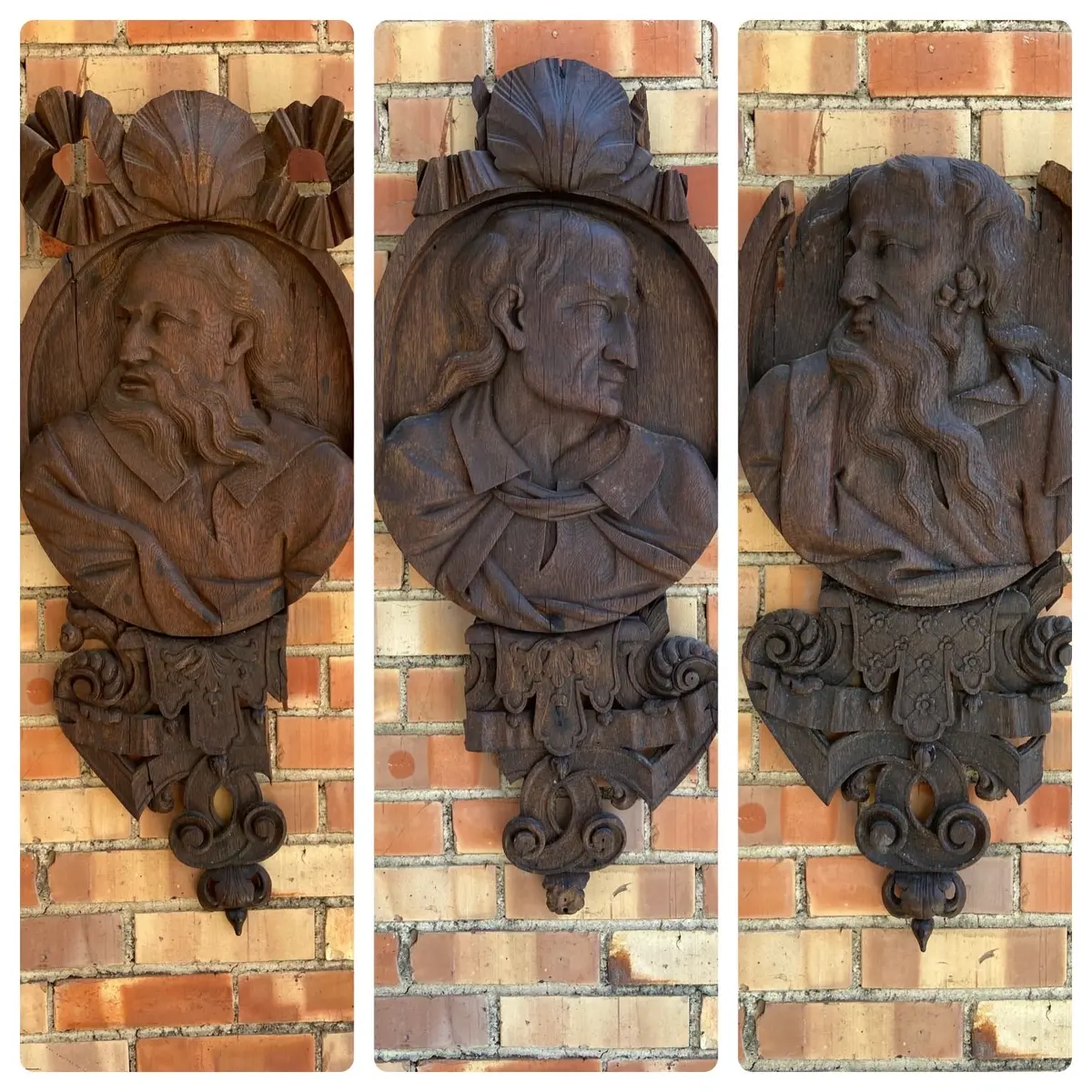 Set Of 3 Carved Faces - As Found 1