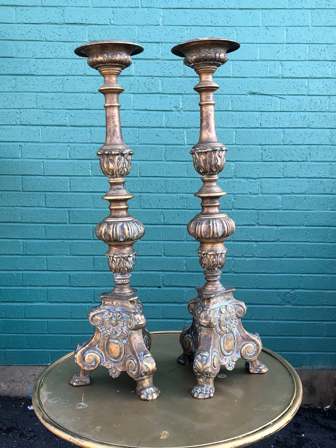 Pair Of Bronze Church Prickets 1