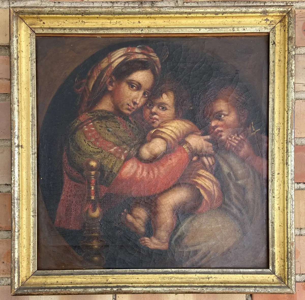 Square Framed Religious Oil Painting 1874 (After Raphael) 1