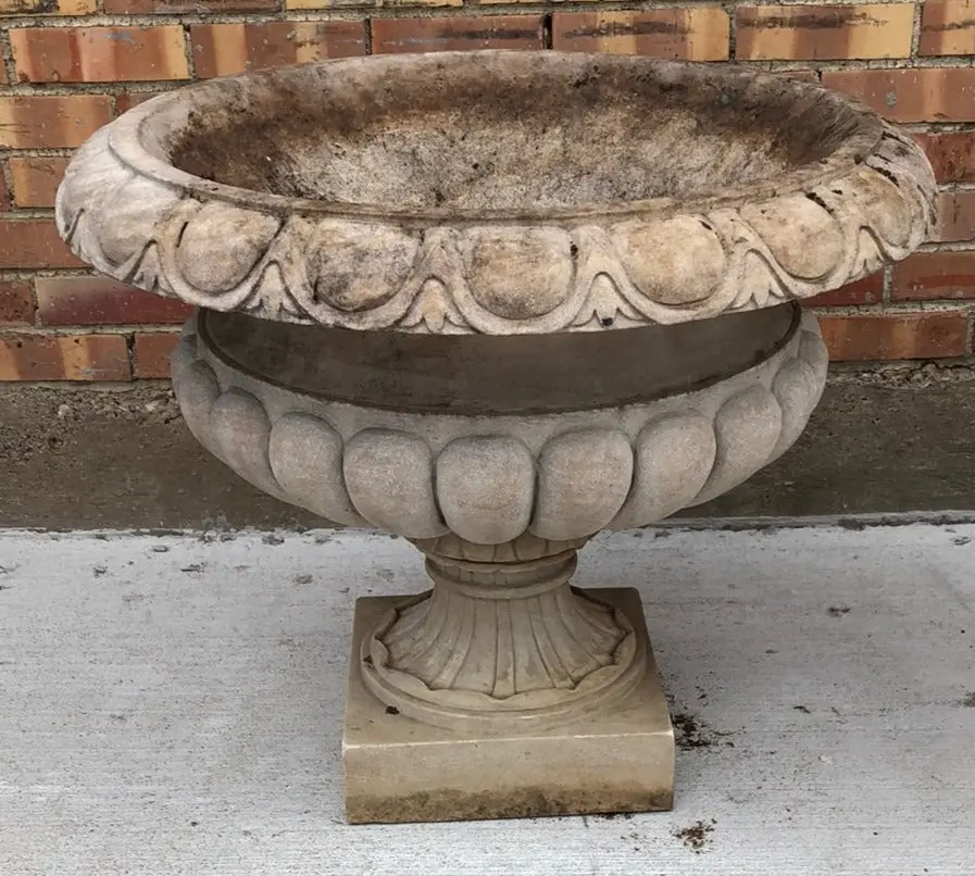 Large Carved Stone Pedestal Planter 1