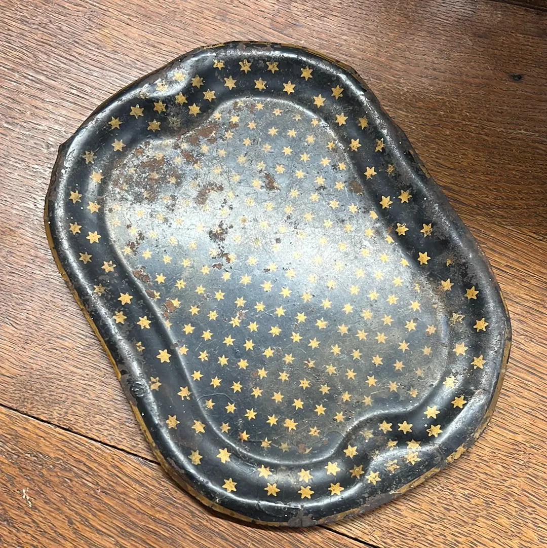 Small Black Tole Tray With Gold Stars 1