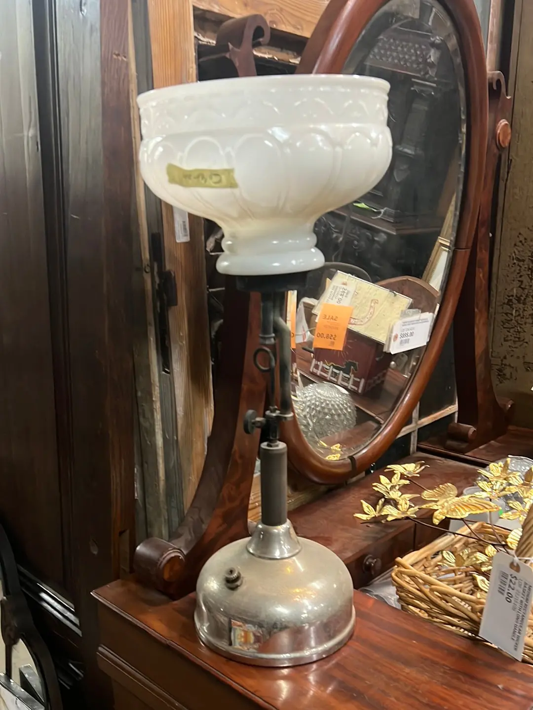 Coleman Lamp With White Glass Shade 1