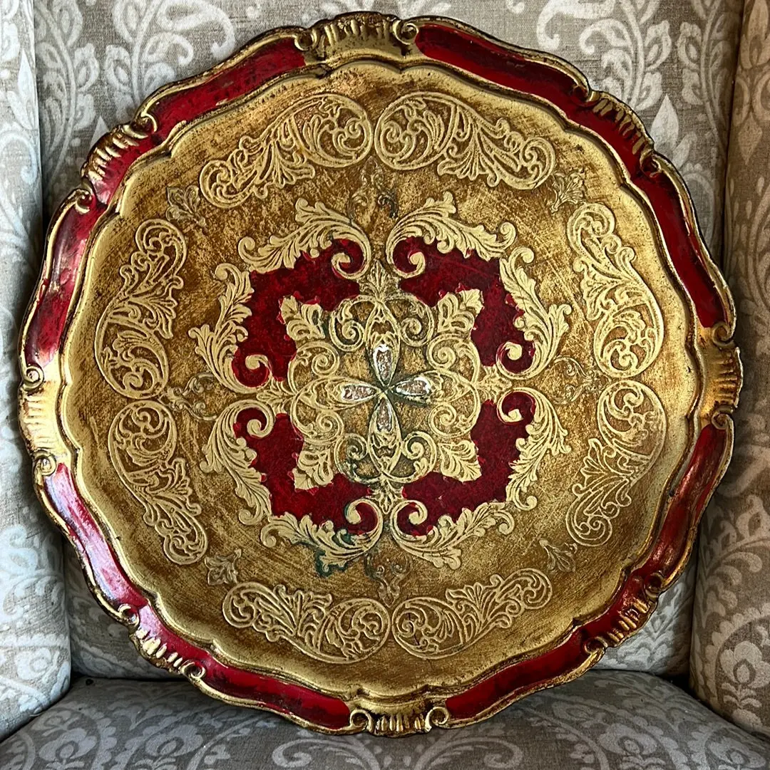 Large Round Florentine Tray 1