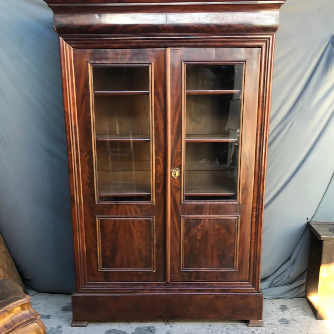 Louis Philippefigured Mahogany Bookcase As Found 1