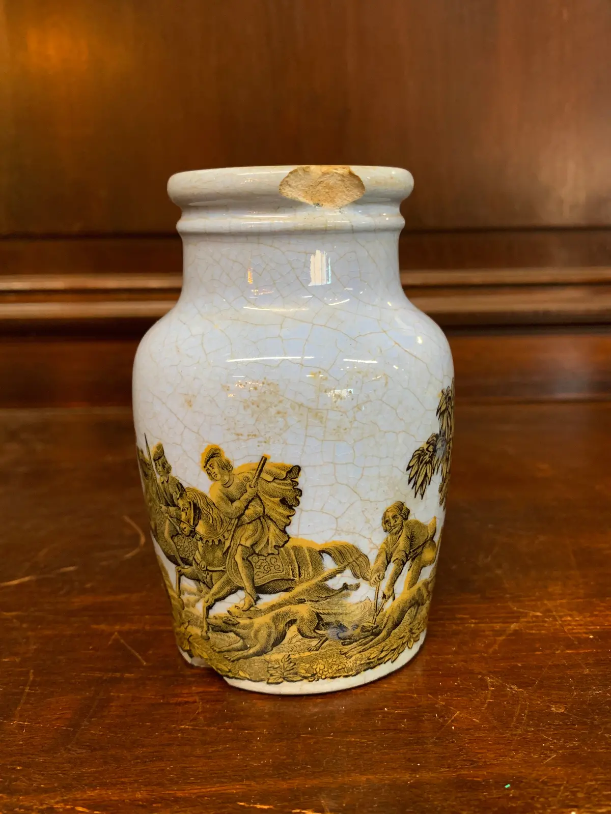 Periwinkle Blue Handpainted Jar With No Lid As Found 1