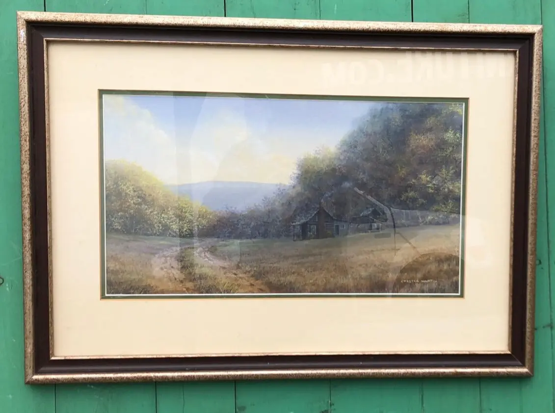Watercolor Painting Of A Mountain Road And Barn 1