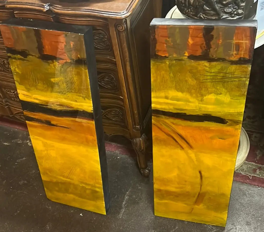Pair Of Abstract Vertical Paintings 1