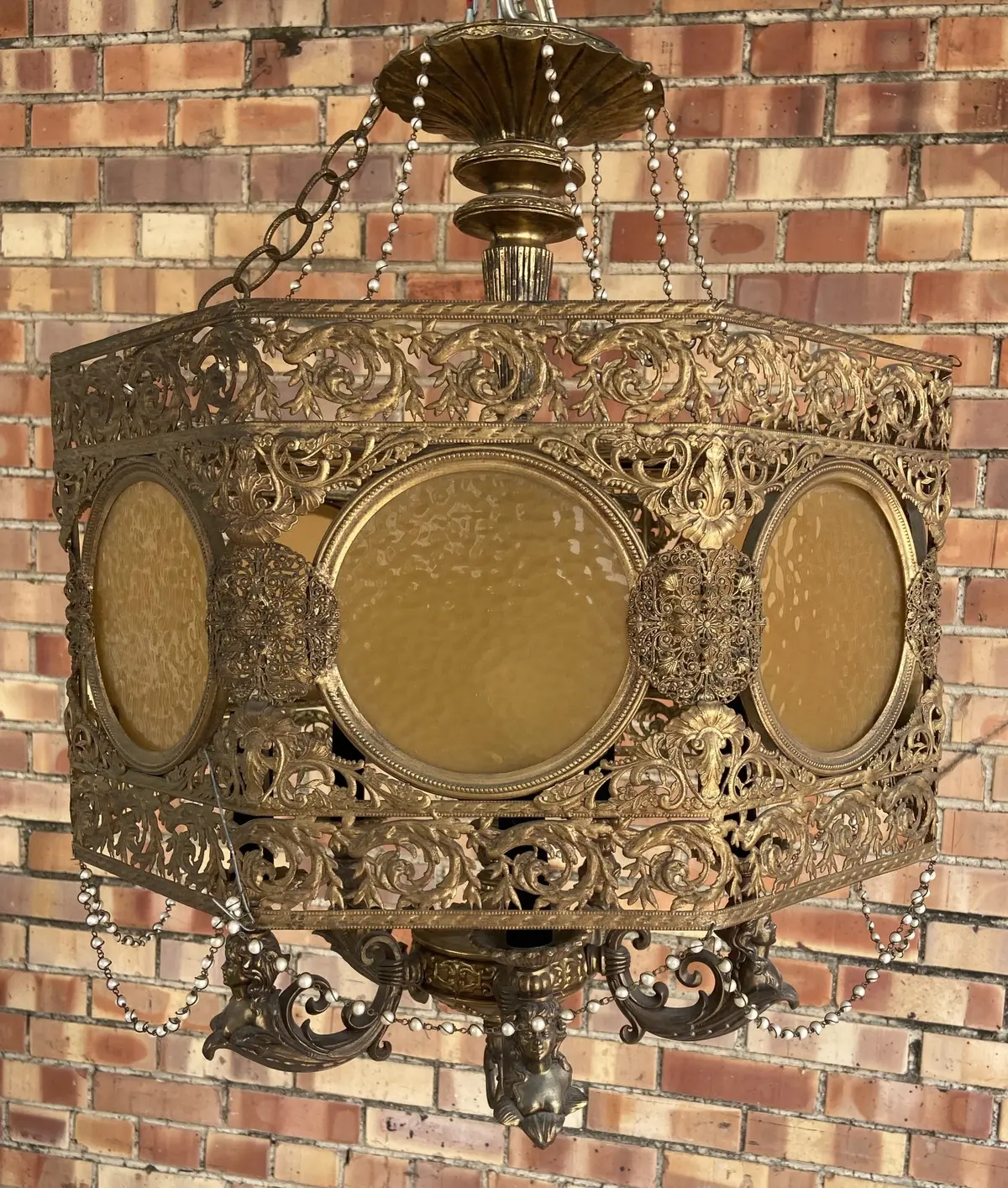 Hollywood Regency Brass Chandelier 1