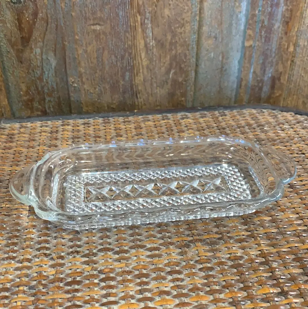 Small Rectangular Clear Glass Dish With Handles 1
