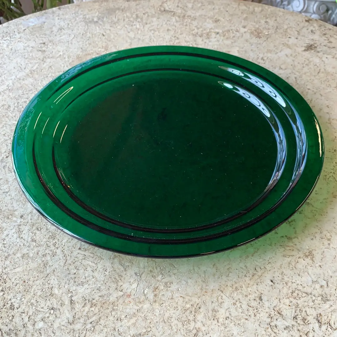 Large Round Green Glass Serving Tray 1