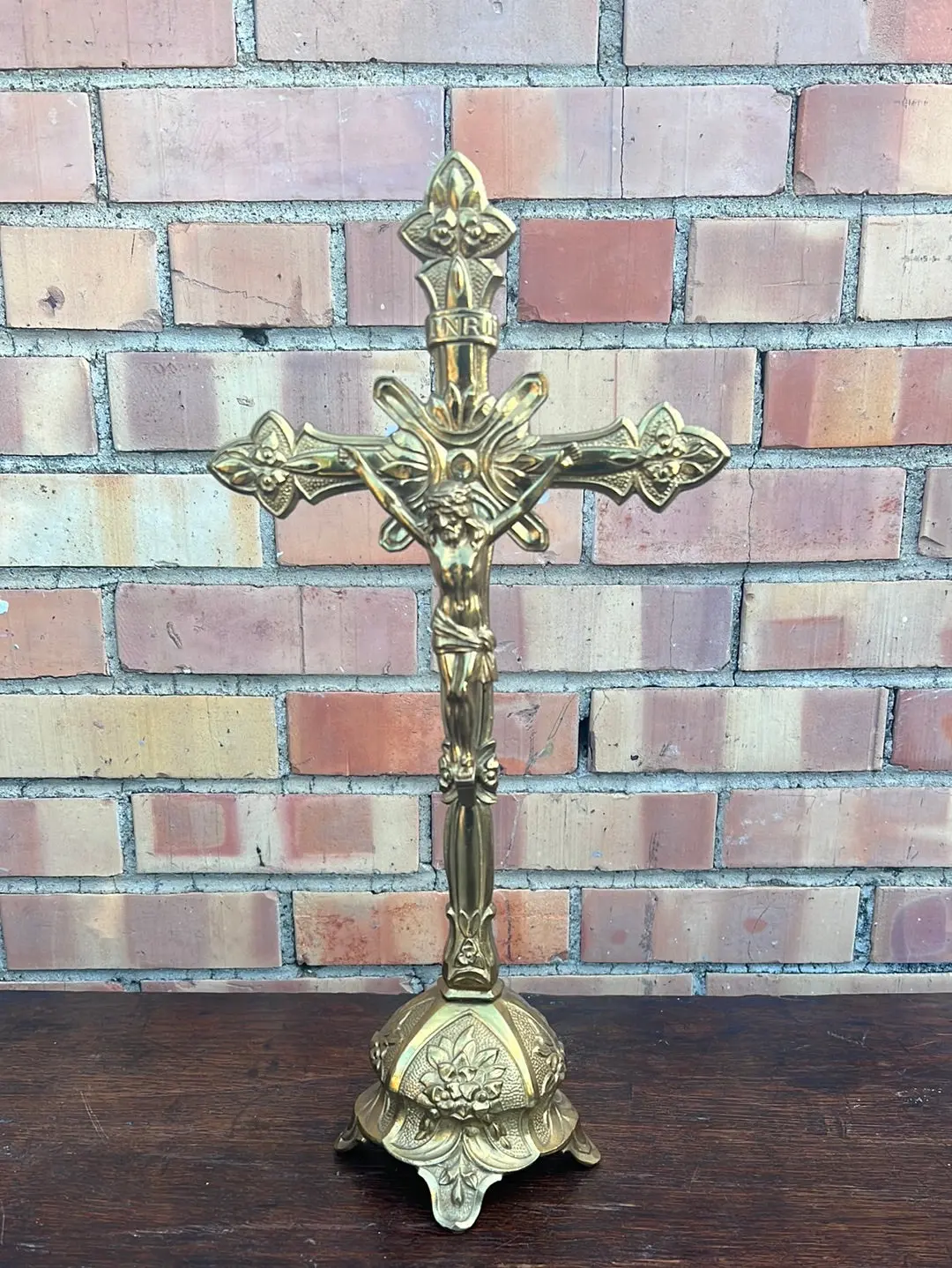 Small Standing Brass Crucifix 1
