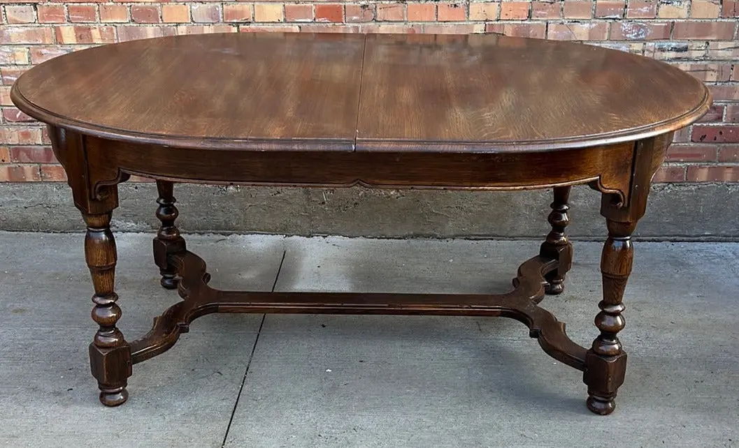 Oak Rustic Oval Dining Table With Leaves 1