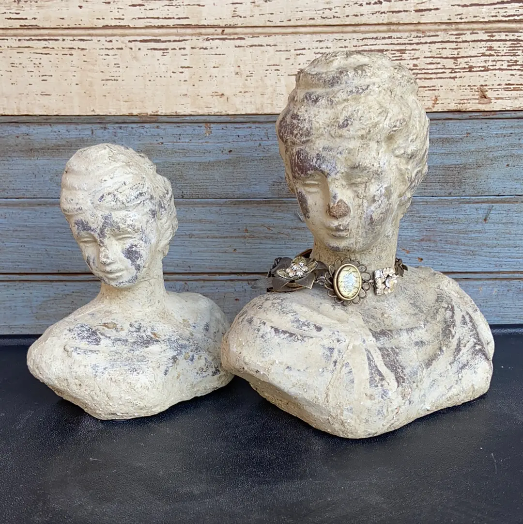 Cast Stone Pair Of Lady Busts 1