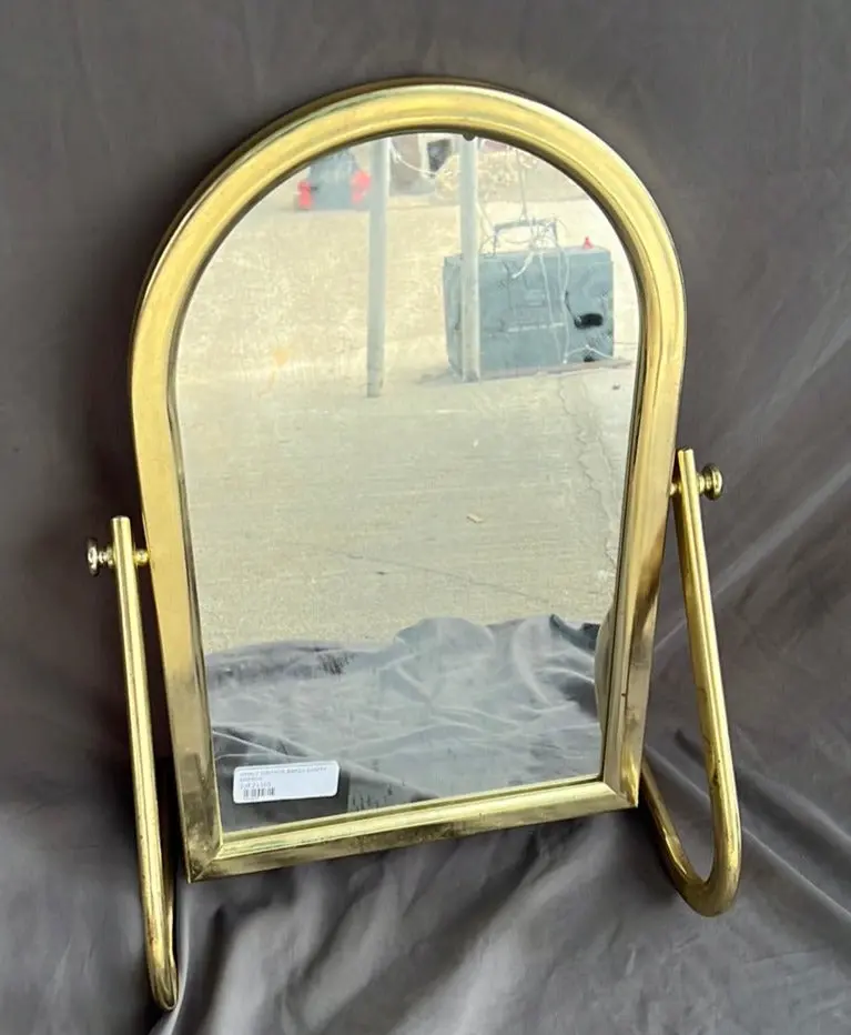 Small Vintage Brass Vanity Mirror 1