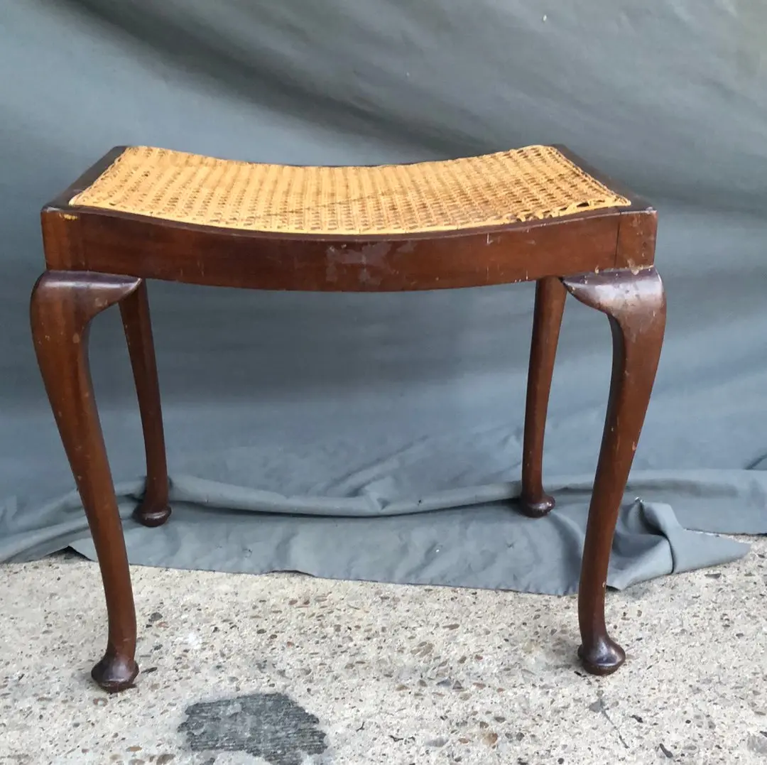 Small Cane Seat Mahogany Bench 1