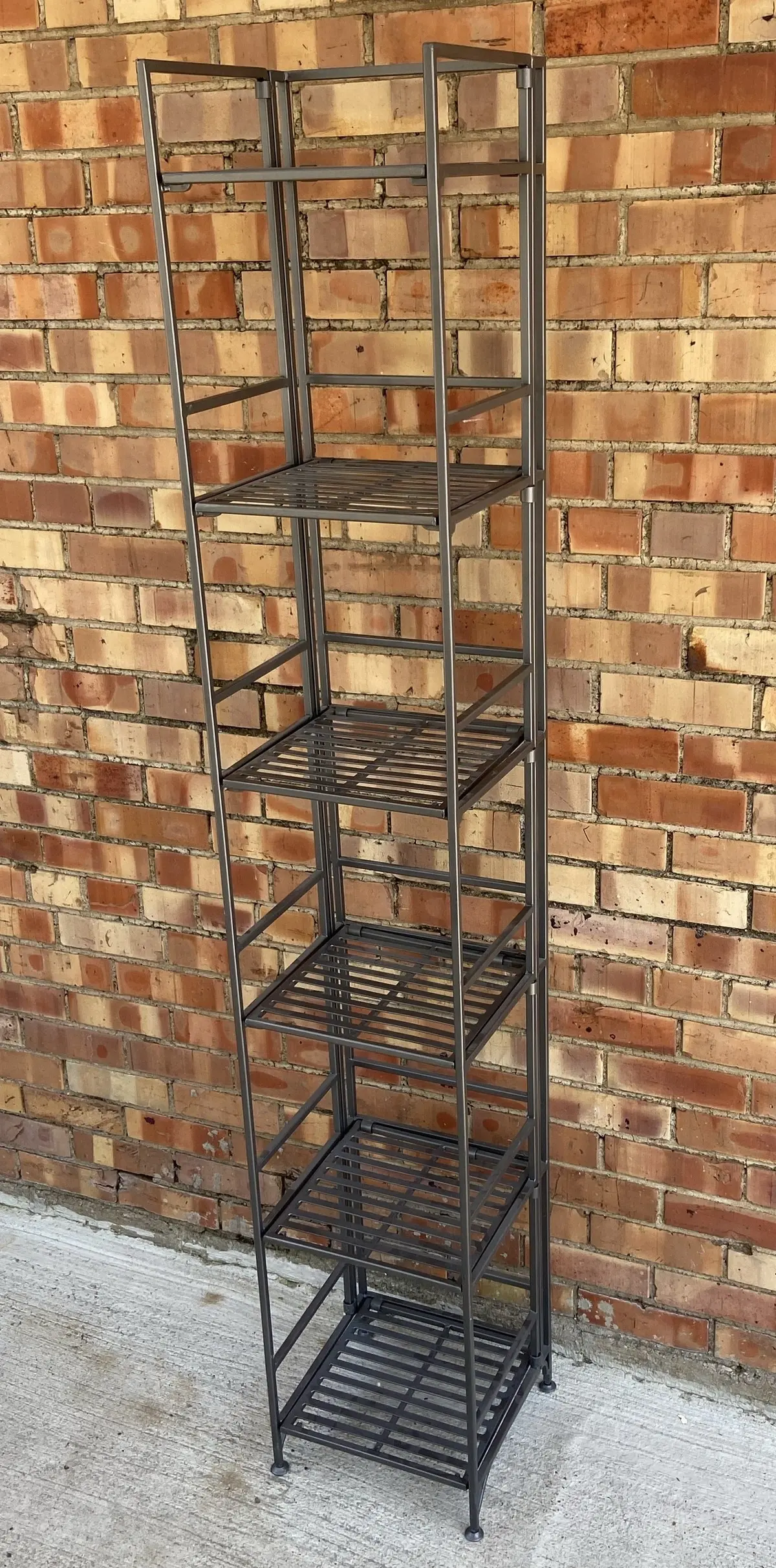 Tall Narrow Gray Metal Shelf Not Old - As Found 1