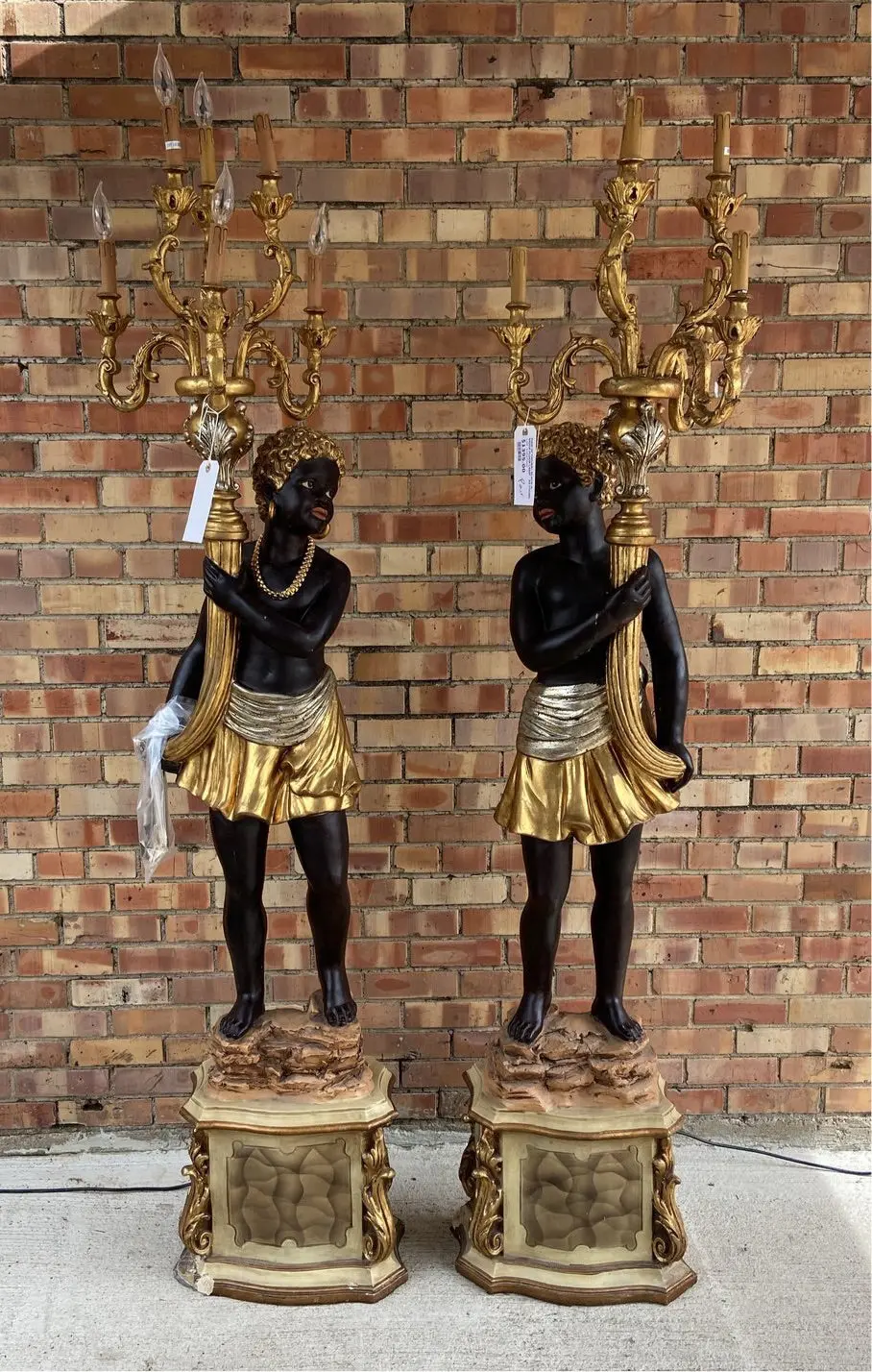 Pair Of Figural Black-A-Moor Floor Lamp - As Found 1