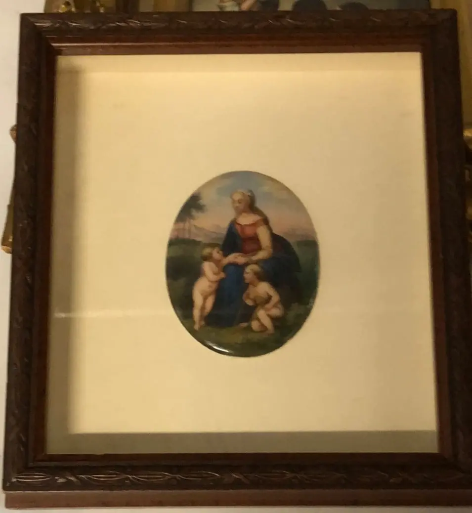 Mary Jesus And John Oval Porcelain Plaque 1