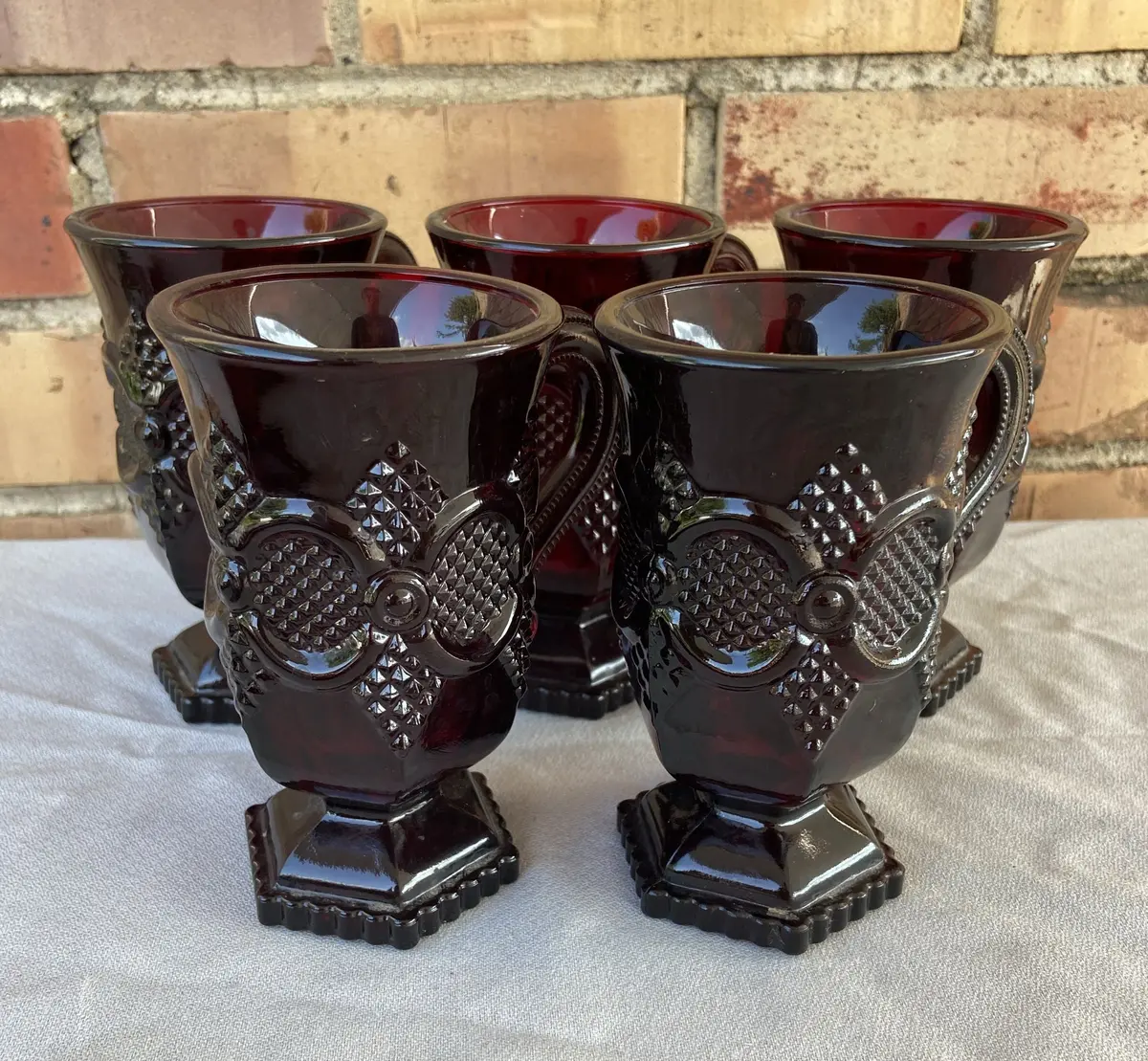 Set Of 5 Ruby Glass Irish Coffee Mugs 1