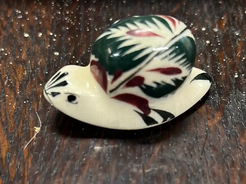 Tiny Mexican Talavera Pottery Snail 1