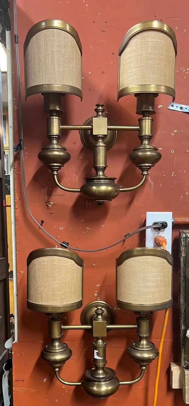 Pair Of Heavy Bronze Sconces 1