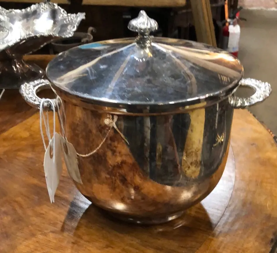 Silverplate Ice Bucket With Glass Liner 1