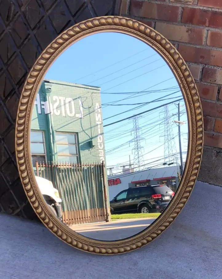 Oval Golden Faux Rope Trim Mirror 1
